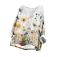 thumbnail image 1 of CFLVAEK Oversized Gauze Linen Gauze Shirts for Women Elegant Floral Print Shirt Casual Batwing Scoop Neck Blouses Lightweight Beach T Shirts Tshirt Tops, 1 of 7