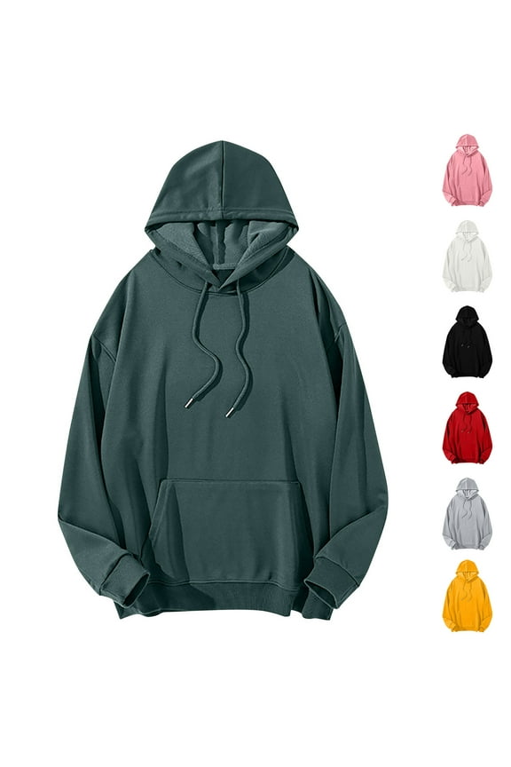 Oversized Hoodies for Men Plus Size Long Sleeve Hooded Sweatshirts Plain Drawstring Hoodie Pullover Tops with Pocket Green L