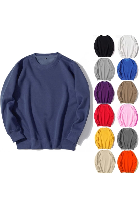 Oversized Sweatshirts Men Casual Workout Long Sleeve Sweatshirt Big and Tall Crewneck Pullover Tops Solid Color Fall Clothes Black XXL
