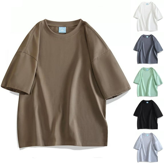 CFLVAEK Oversized T Shirts Men Loose Short Sleeve Tshirts Big and Tall Round Neck T Shirt Solid Color Classic Tees 2025 Black XXXXL