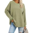 thumbnail image 1 of CFLVAEK Oversized T Shirts for Women Casual Long Sleeve Waffle Knit Blouses Comfy Round Neck Fall Shirts Solid Color Going Out Tops 2025 Green XXL, 1 of 9