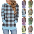 thumbnail image 1 of CFLVAEK Plaid Hoodies for Women Casual Drawstring Hooded Pullover Tops Loose Fitting Long Sleeve Hoodie with Pocket Fall Fashion Clothing 2025 Pink XL, 1 of 7
