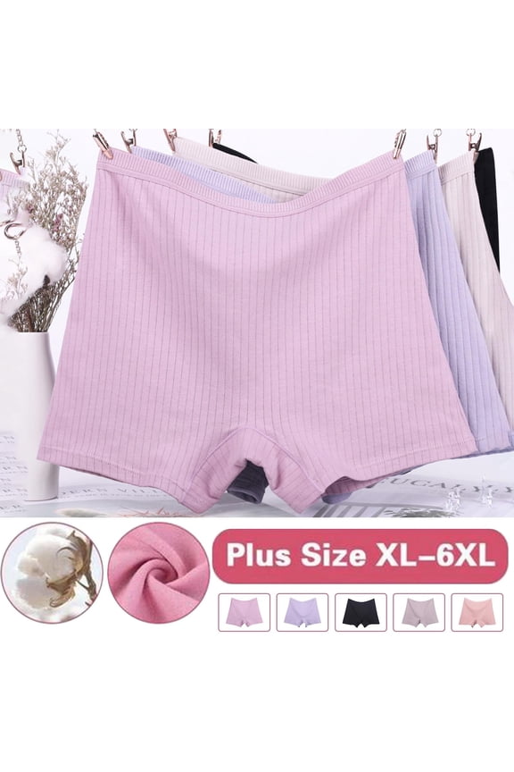 Plus Size Boy Shorts for Women Comfort Cotton Leakproof Underwear High Waist Period Panties Breathable Ladies Boyshort Panty Gray XXXL