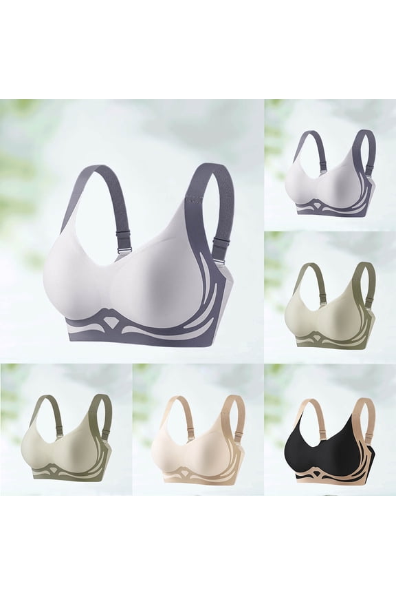 Plus Size Bra for Women Supportive Seamless Bras Comfort Wireless Everyday Bras Color Block Full Coverage Adjustable Straps Bralettes Light Blue XL
