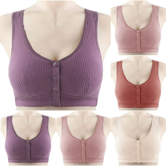 CFLVAEK Plus Size Bras for Older Women Comfort Front Close Bras Comfy Wireless Everyday Bralette Breathable Full Coverage Sleep Bras Beige XXXL（46/105）