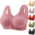 thumbnail image 1 of CFLVAEK Plus Size Bras for Senior Women Comfy Front Closure Wireless Bra Comfort Full Coverage Everyday Bras Push Up Sleep Bras for Large Breast Hot Pink L, 1 of 9