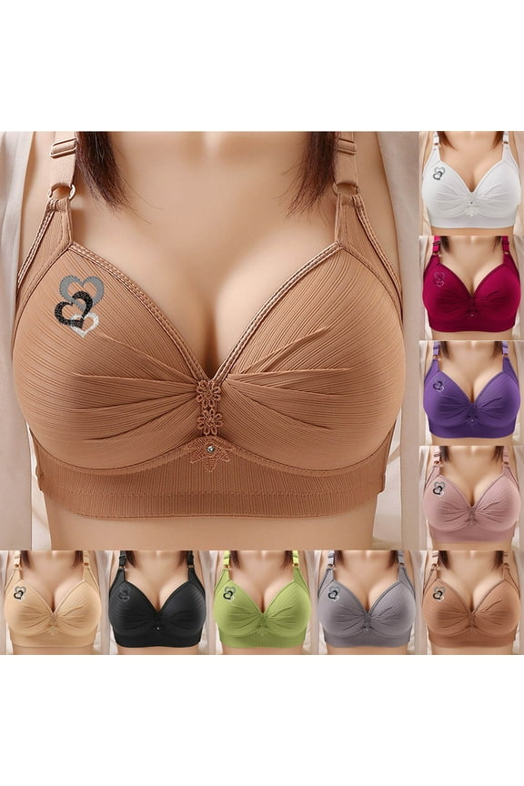 Plus Size Bras for Women Comfort Wireless Push Up Everyday Bra Breathable Full Figure Bralettes Comfy Adjustable Straps Bras for Big Breast Black XS