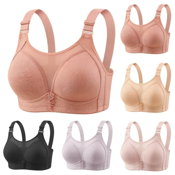 CFLVAEK Plus Size Bras for Women No Underwire Everyday Bralette for Big Bust Comfort Full Coverage Push Up Bras Adjustable Strap Senior Bras Beige XXL