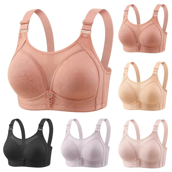 CFLVAEK Plus Size Bras for Women No Underwire Everyday Bralette for Big Bust Comfort Full Coverage Push Up Bras Adjustable Strap Senior Bras Beige XXL