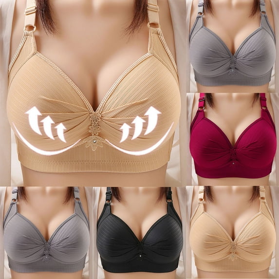 CFLVAEK Plus Size Bras for Senior Women Comfort Wireless Lifting Bra Comfy Full Figure Bralette Breathable Everyday Bras for Big Breasts Beige XXL