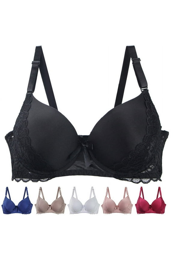 Plus Size Bras for Women Comfy Wireless Lifting Lace Bra Comfortable Breathable Everyday Bra Adjustable Tshirt Bra for Big Breasts Black XXL