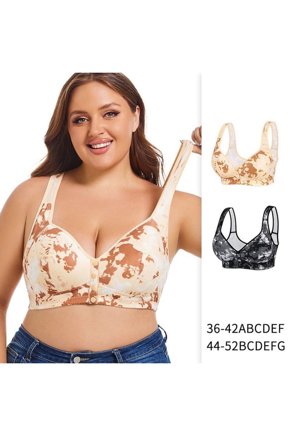 Plus Size Bras for Women Front Closure No Underwire Push Up Bralettes Comfortable Stretch Full Coverage Everyday Bras for Big Bust Beige 40A