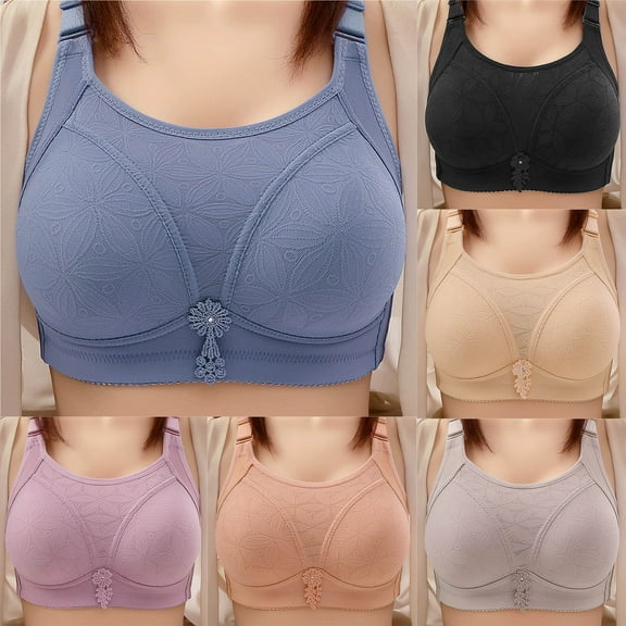 CFLVAEK Plus Size Bras for Women No Underwire Push Up Everyday Bras Lightly Full Coverage Bras for Senior Ladies Comfort Lifting Bralette Pink XL