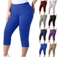 thumbnail image 1 of CFLVAEK Plus Size Capri Leggings for Women Lightweight Soft Stretch Cropped Legging High Waisted Workout Capris Pants Solid Color Summer Vacation Crop Pants Black XXL, 1 of 9
