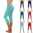 thumbnail image 1 of CFLVAEK Plus Size Capri Leggings for Women Summer High Waisted Tummy Control Workout Capris Solid Color Butt Lift Cropped Legging Hot Pink XL, 1 of 7