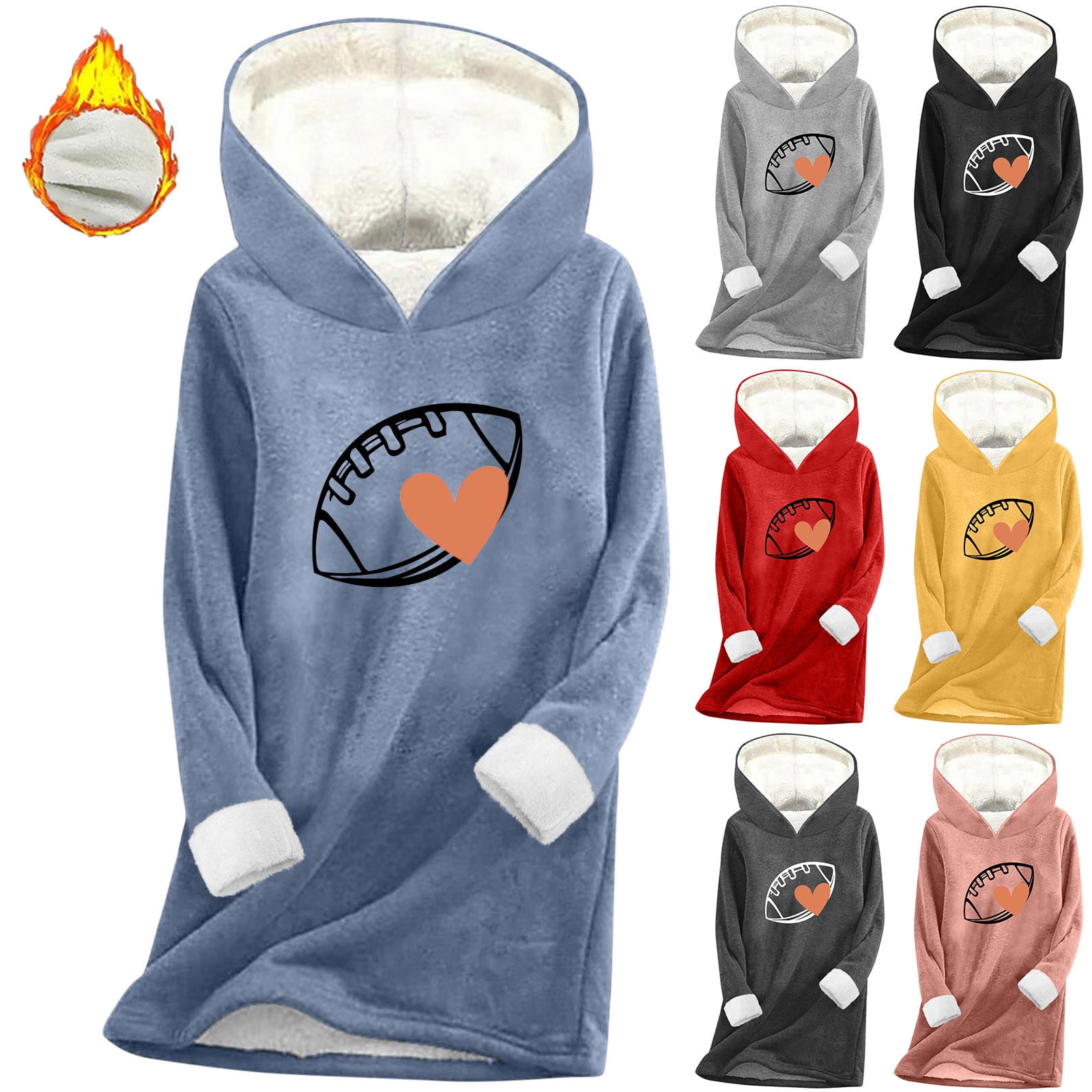 Autumn Winter Women Clothing Plush Hooded Love Printed Pullover Sweatshirt Women main image 0