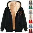 thumbnail image 1 of CFLVAEK Plus Size Hoodies for Women 3x Zipper Sherpa Fleece Lined Jackets Cute Heart Graphic Hooded Sweatshirts Casual Long Sleeve Sweatshirt with Pocket Green L, 1 of 5