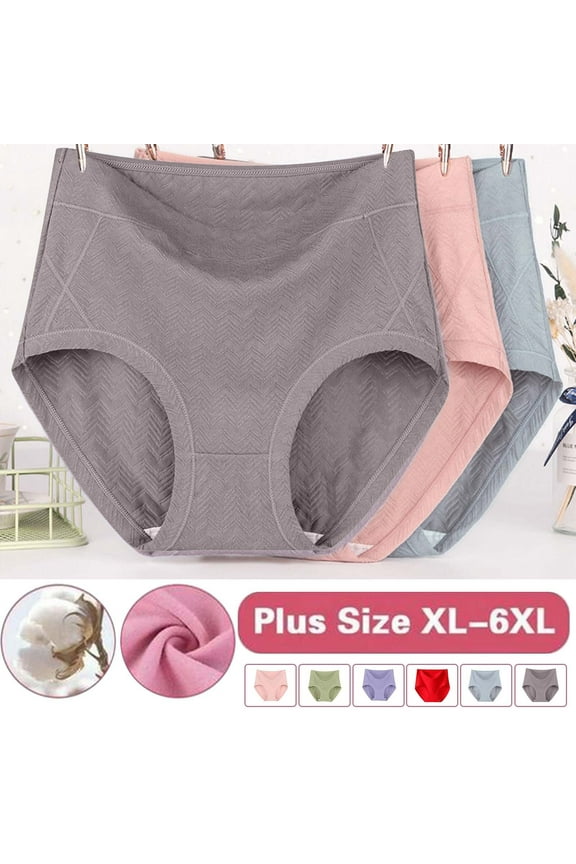 Plus Size Panty for Women Cotton High Waisted Briefs Panties Comfortable Full Coverage Stretch Soft Breathable Underpants(Purple XXXXL)
