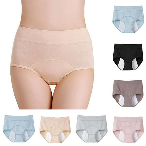 CFLVAEK Plus Size Period Briefs for Women High Waisted Leakproof Underwear Comfortable Soft Cotton Panties Full Coverage Menstrual Panty(Coffee XL)
