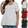 thumbnail image 1 of CFLVAEK Plus Size Shirts for Women Fashion Polka Dot Graphic Blouses Loose Fit Short Sleeve Shirt Casual Summer V Neck Tops Black XXXXXL, 1 of 5