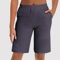 thumbnail image 1 of CFLVAEK Plus Size Sleep Shorts for Women Knee Length Pajama Shorts Comfy Elastic Waist Loungewear Loose Fit Wide Leg Summer Shorts with Pockets Dark Gray XL, 1 of 7