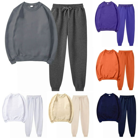 CFLVAEK Plus Size Sweatsuits for Women 2 Piece Outfits Oversized Long Sleeve Crewneck Pullover Tops Drawstring Elastic Waist Sweatpants Fall Winter Athletic Sweatsuit White M