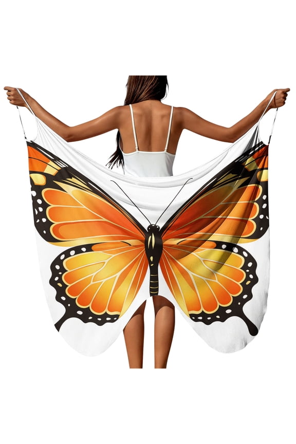 Plus Size Swimsuit Cover Up for Women Spaghetti Straps Wrap Bathing Suit Cover Ups Floral Graphic Sarong Beachwear White