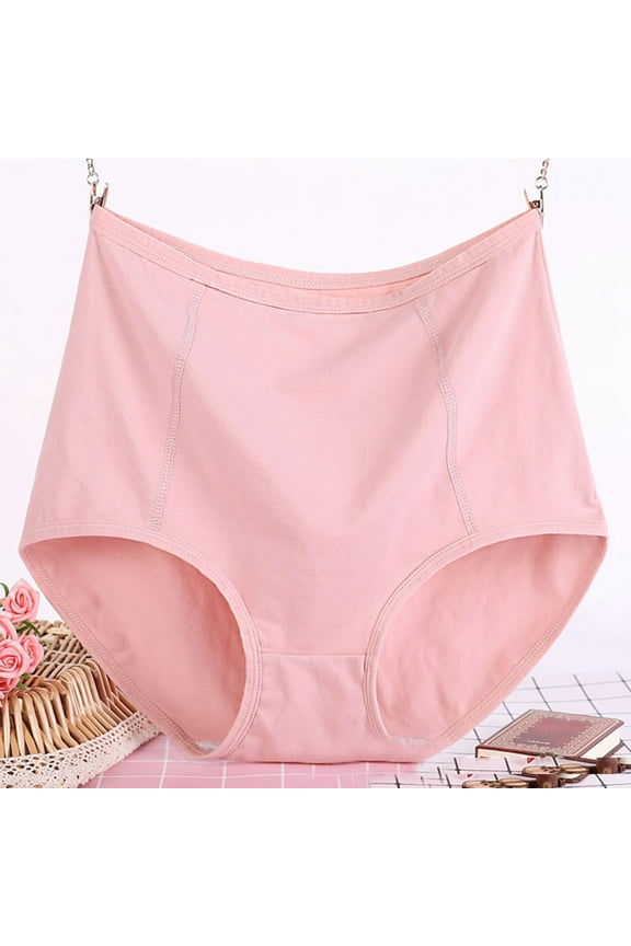 Plus Size Underwear for Women Cotton High Waist Leakproof Briefs Preiod Briefs for Ladies Soft Comfortable Underpants Pink XXXXXL