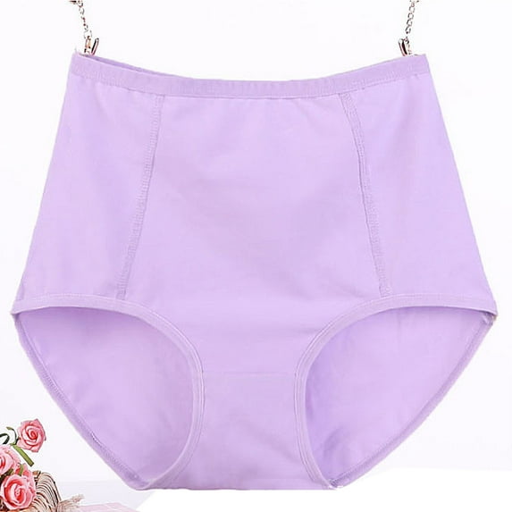 CFLVAEK Plus Size Underwear for Women Cotton High Waist Leakproof Briefs Preiod Briefs for Ladies Soft Comfortable Underpants Purple XL