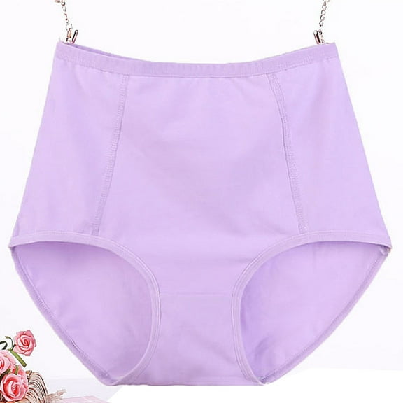 CFLVAEK Plus Size Underwear for Women Cotton High Waist Leakproof Briefs Preiod Briefs for Ladies Soft Comfortable Underpants Purple XXXXL