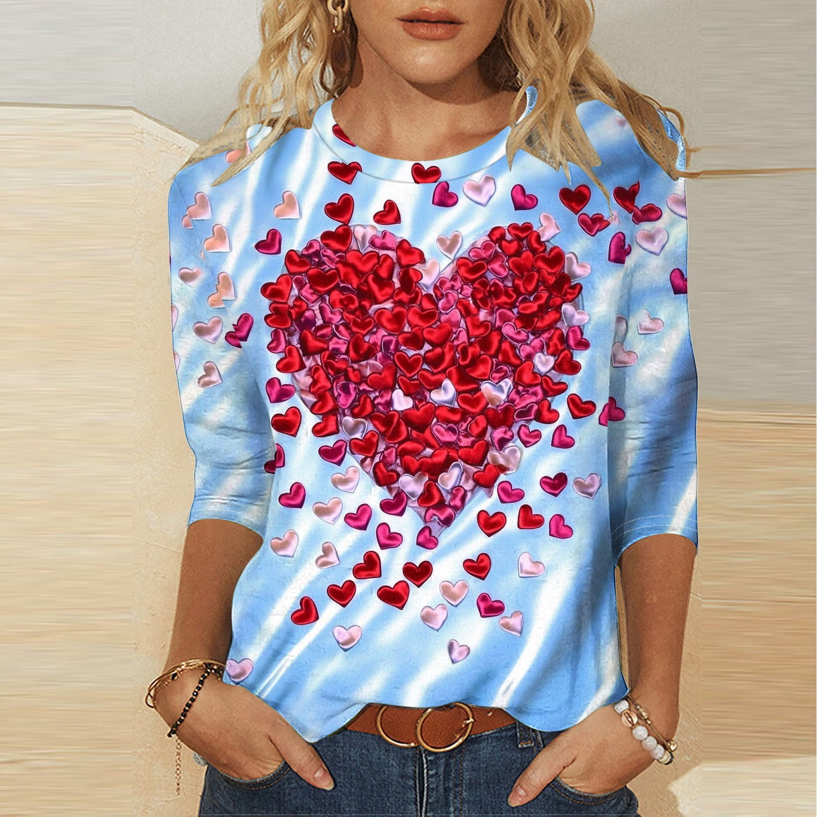 CFLVAEK Plus Size Valentine Shirts Women 2025 Cute Love Heart Graphic T
