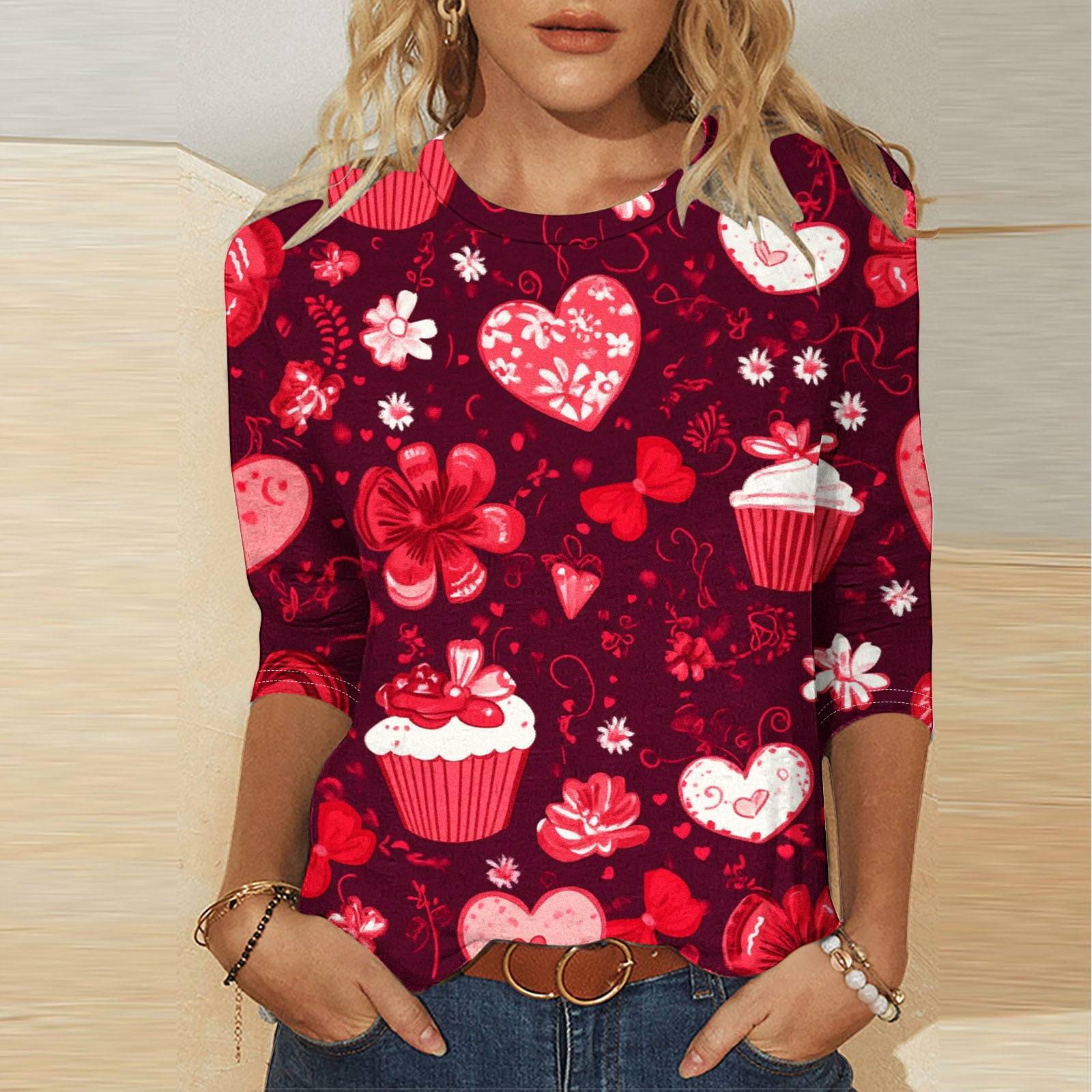 CFLVAEK Plus Size Valentines Day Shirts for Women 2025 Cute Heart