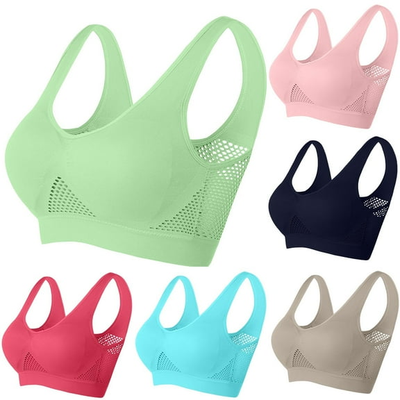 CFLVAEK Plus Size Wireless Bras for Women Breathable No Underwire Everyday Bras Push Up Full Figure Workout Bra Khaki XXXL