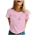 thumbnail image 1 of CFLVAEK Plus Size Women's Breast Cancer Tshirts Inspirational Short Sleeve Tshirt Pink Ribbon Graphic Tees Comfy Crewneck Tops XXXL, 1 of 4
