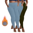 thumbnail image 1 of CFLVAEK Plus Size Women's Fleece Lined Leggings Pack of 3 Thermal Winter High Waist Yoga Pants with Pockets Quick Dry High Waist Workout Gym Fitness Legging （Blue+Blue+Army Green） XXXXL, 1 of 9