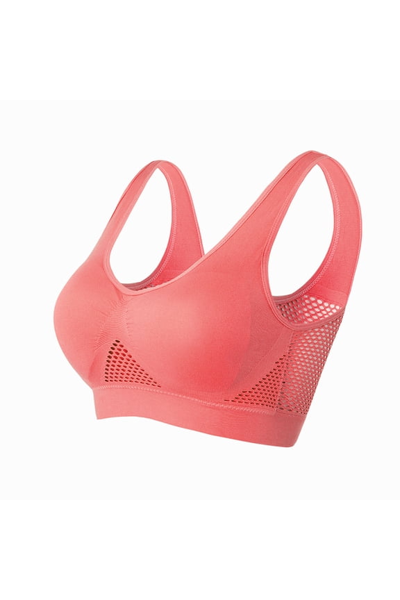 Plus Size Women's High Impact Support Sports Bras, Comfy Wirefree Bounce Control Bra Breathable Mesh Full Coverage Vest Bralettes