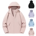 thumbnail image 1 of CFLVAEK Plus Size Women's Rain Jackets Breathable Zip Up Outdoor Coat with Pockets Lightweight Waterproof Hooded Jacket for Hiking Travel Pink S, 1 of 10