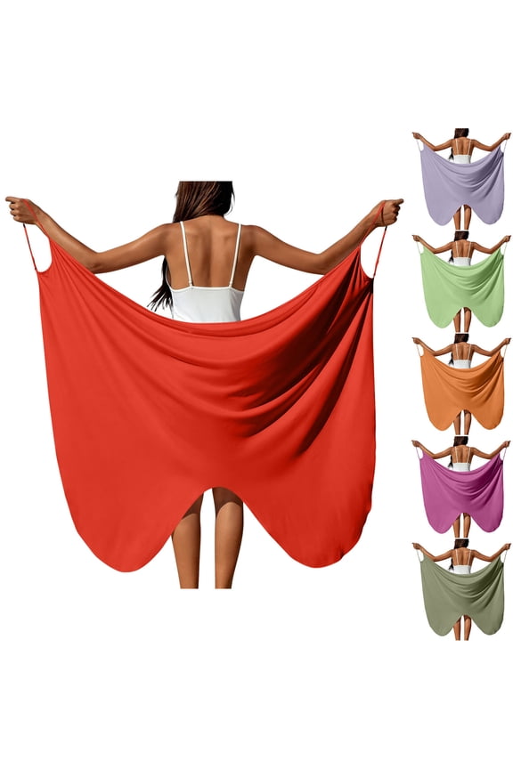 Plus Size Womens Bathing Suit Cover Ups Vacation Beach Spaghetti Straps Wrap Dress Solid Color Swimsuit Coverup Red