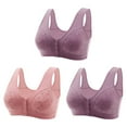 thumbnail image 1 of CFLVAEK Plus Size Womens Bras Front Closure No Wire Lift T-shirt Bras Cotton Comfortable Bralettes Stretch Daily Full Figure Bras 3 Packs, 1 of 5