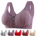 thumbnail image 1 of CFLVAEK Plus Size Womens Bras Front Closure Wireless Ribbed Bralette Comfort Full Coverage Cotton Bra for Senior Ladies Comfort Push Up Everyday Bras Wine 42, 1 of 3