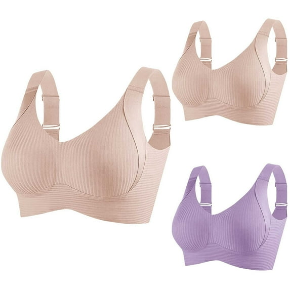 CFLVAEK Plus Size Womens Bras Seamless No Underwire Bra Comfort Push Up Workout Bralette Comfy Full Coverage Everyday Bras Pink XXL