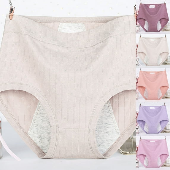 CFLVAEK Plus Size Womens Briefs High Waisted Leak Proof Brief Cotton Full Coverage Period Underwear Khaki XXXXXXL