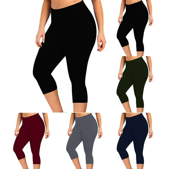 CFLVAEK Plus Size Womens Capri Leggings for Women Comfy Quick Dry Yoga Cropped Pants Casual High Waisted Tummy Control Leggings Pants Solid Color Workout Pant Army Green XXXXXL