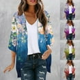 thumbnail image 1 of CFLVAEK Plus Size Womens Cardigans Trendy Floral Print Kimono Cardigan Casual 3/4 Sleeve Open Front Cover Ups Elegant Curved Hem Clothing Pink L, 1 of 6