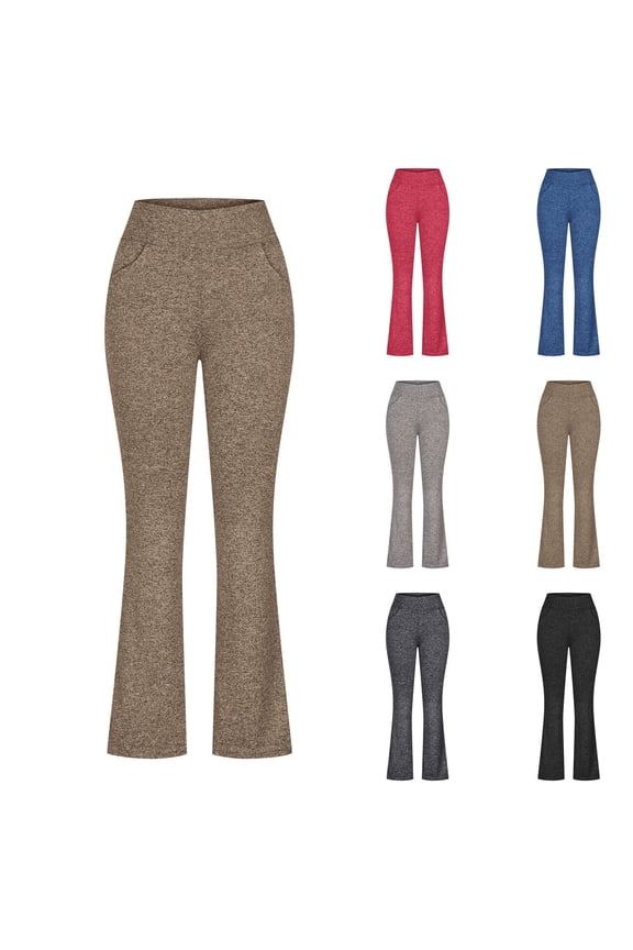 Plus Size Womens Flare Yoga Pants with Pockets Casual High Waist Bootcut Leggings Comfy Tummy Control Butt Lift Gym Workout Legging Pant Blue S