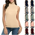thumbnail image 1 of CFLVAEK Plus Size Womens Mock Turtleneck Tank Tops 2025 Slim Fitted Sleeveless Top Stretchy Layer Tee Shirts Solid Color Basic Shirts Pink XL, 1 of 7