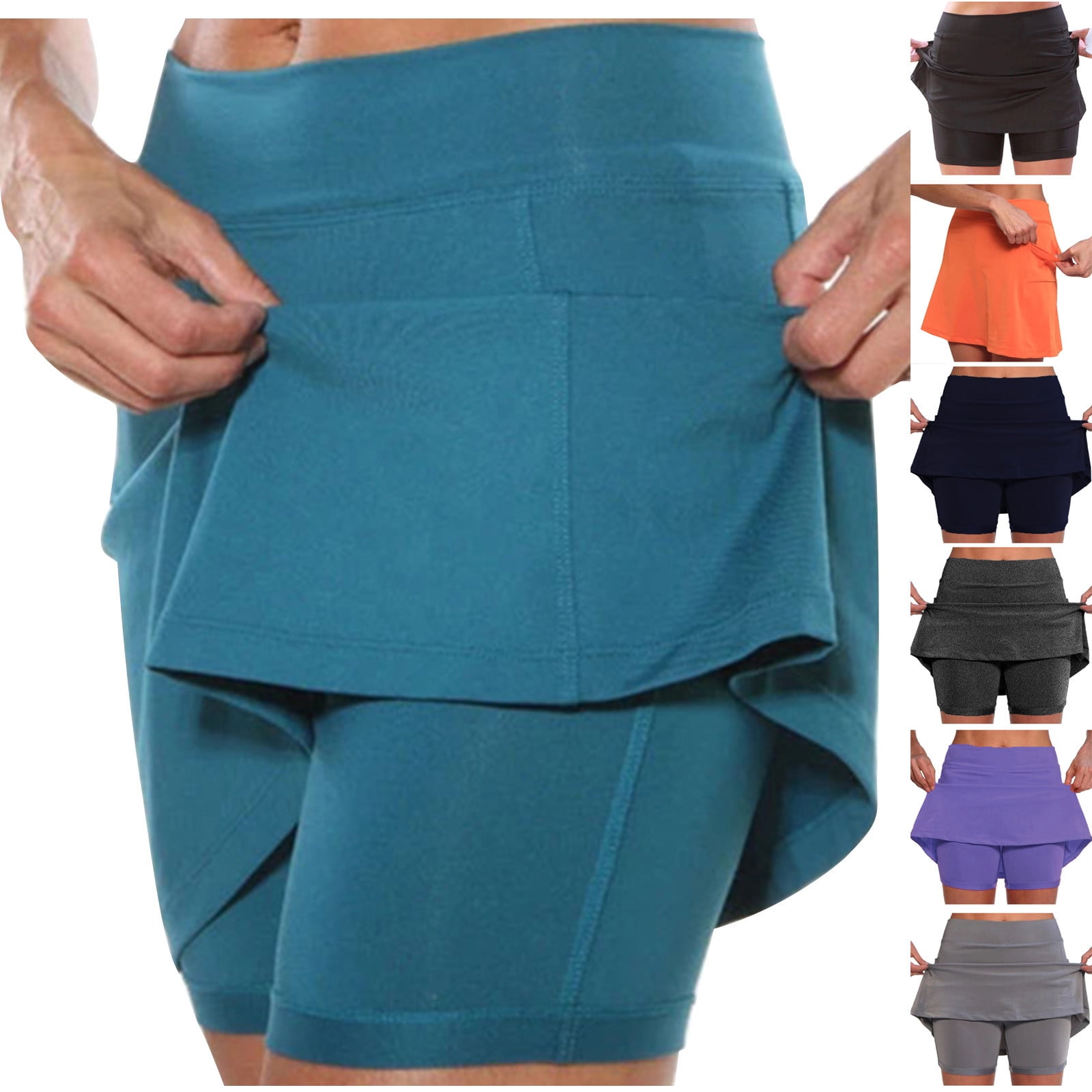 CFLVAEK Plus Size Womens Skorts for Womens Casual Elastic Mid Waisted ...