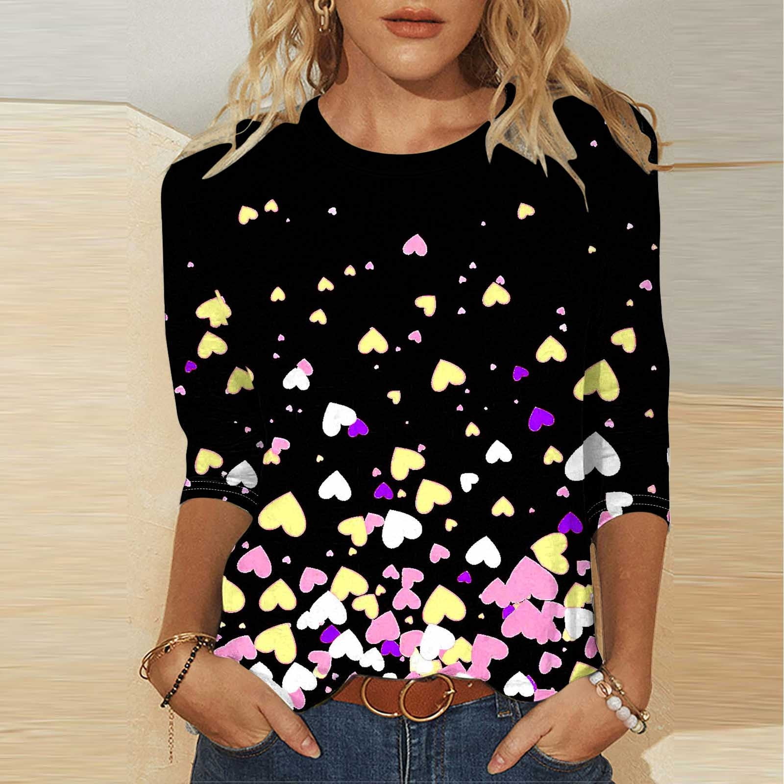 CFLVAEK Plus Size Womens Valentines Day Shirts Cute Heart Printed
