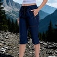 thumbnail image 1 of CFLVAEK Quick Dry Cargo Capris for Women Plus Size Drawstring Elastic Waisted Hiking Capri Pants Casual Summer Workout Cropped Pant with Pockets Navy XXL, 1 of 7
