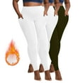 thumbnail image 1 of CFLVAEK Quick Dry Fleece Lined Leggings Women Pack of 3 Plus Size Tummy Control High Waist Yoga Legging Tights Thermal Warm Winter Leggings with Pockets （White+White+Army Green） XXXXXL, 1 of 9